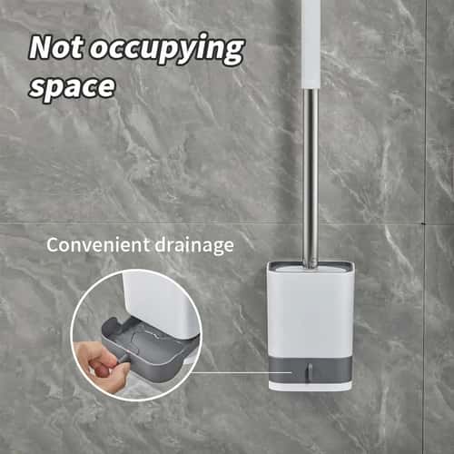 Punch Free Wall Mounted Toilet Brush with Holder Long Handle Bathroom Cleaner