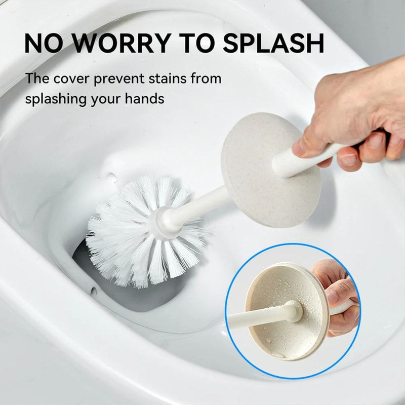 Long Handle Toilet Brush With Holder Anti Splash Bathroom Cleaner 7