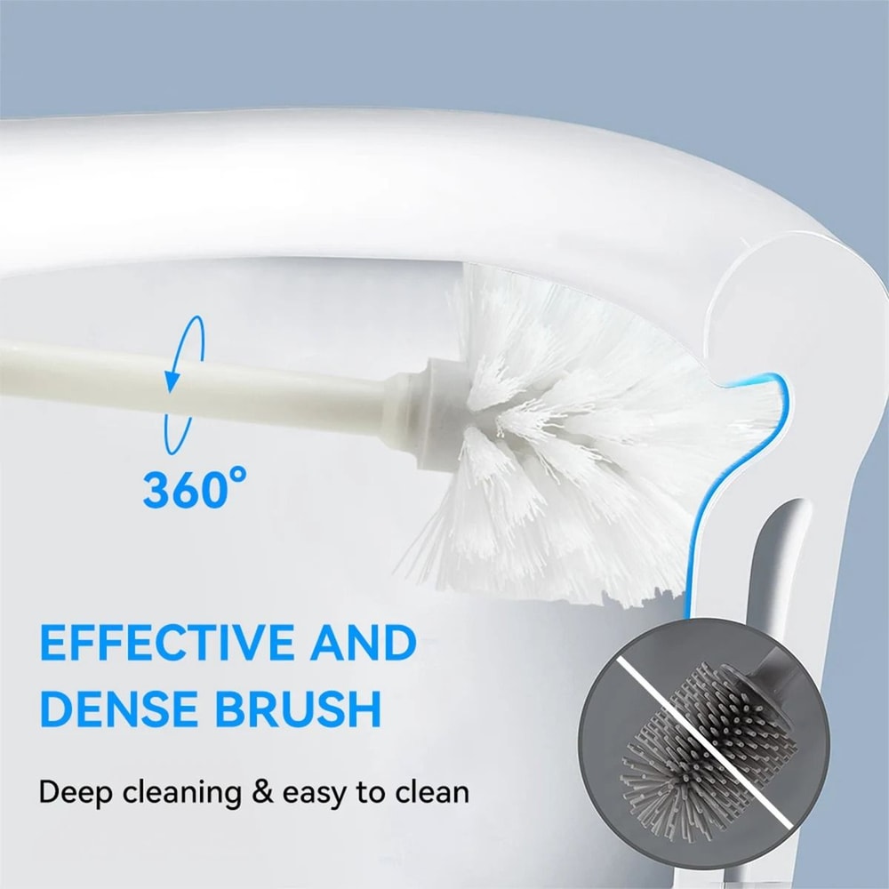 Long Handle Toilet Brush With Holder Anti Splash Bathroom Cleaner 5