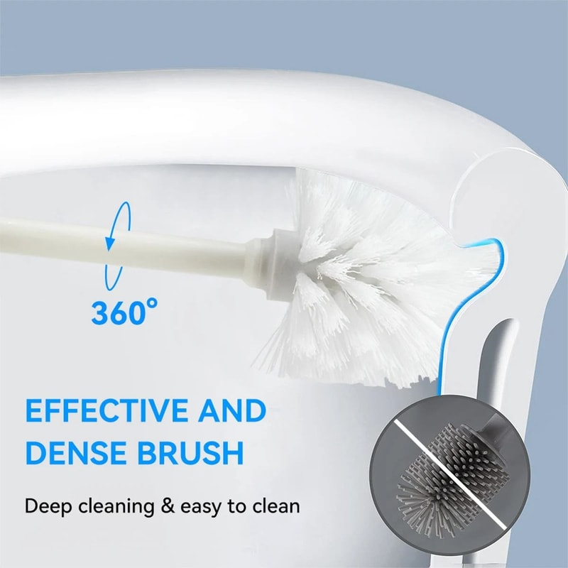 Long Handle Toilet Brush With Holder Anti Splash Bathroom Cleaner 5
