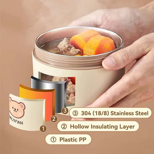 Kids Thermal Lunch Box Stainless Steel Bento Box Leak Proof Food Container