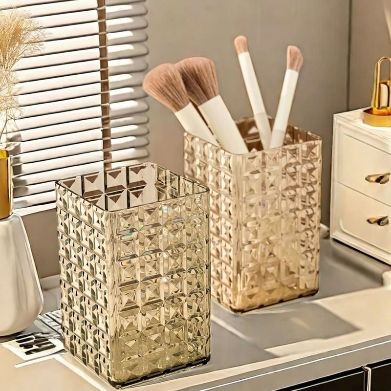 Clear Makeup Brush Holder Organizer Countertop Cosmetic Display Rack 10