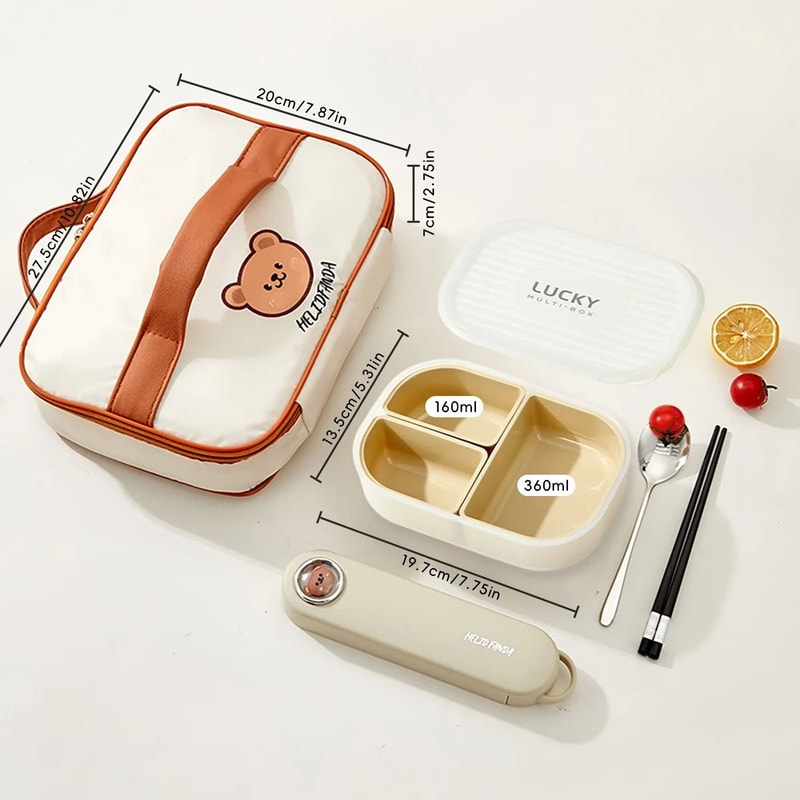 Divided Lunch Box 3 Compartment Portable Microwave Safe Food Container 6