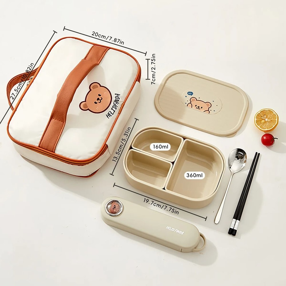 Divided Lunch Box 3 Compartment Portable Microwave Safe Food Container 9