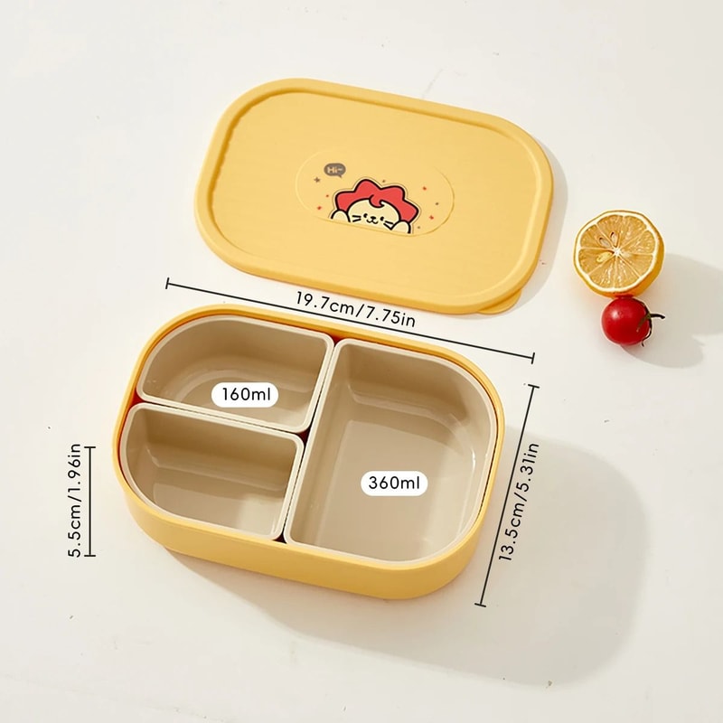 Divided Lunch Box 3 Compartment Portable Microwave Safe Food Container 2