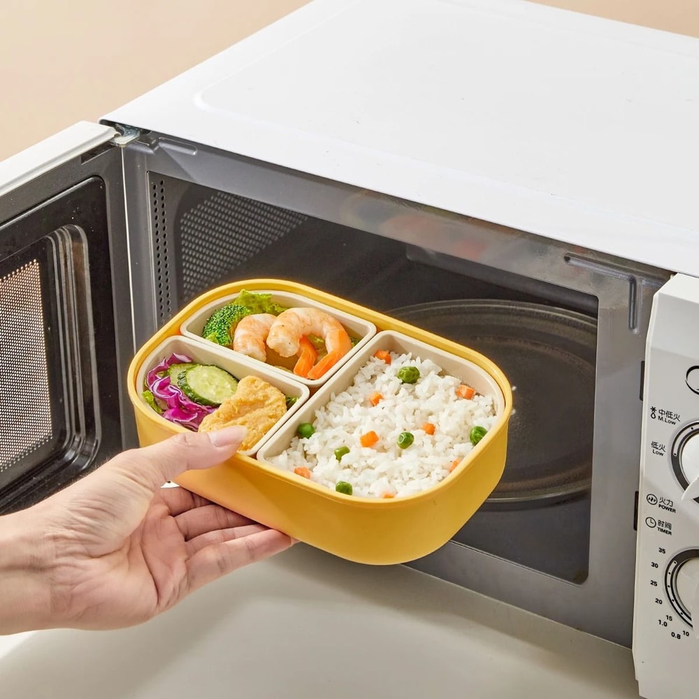 Divided Lunch Box 3 Compartment Portable Microwave Safe Food Container 14