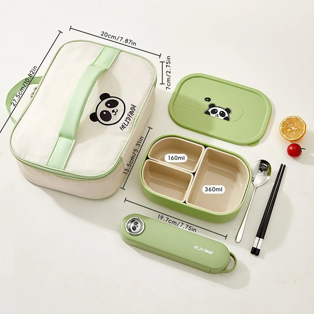Divided Lunch Box 3 Compartment Portable Microwave Safe Food Container 10