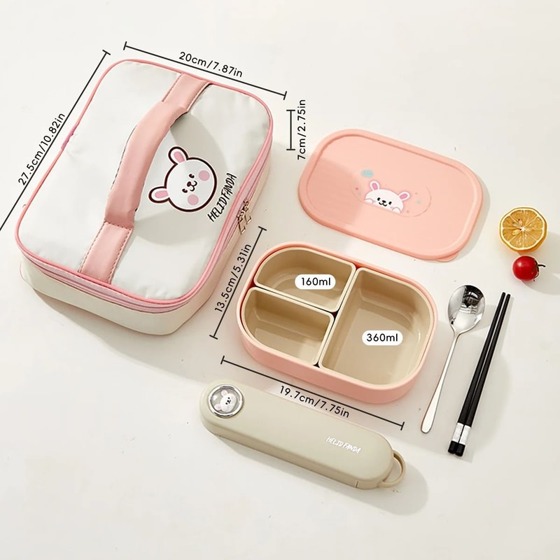 Divided Lunch Box 3 Compartment Portable Microwave Safe Food Container 8