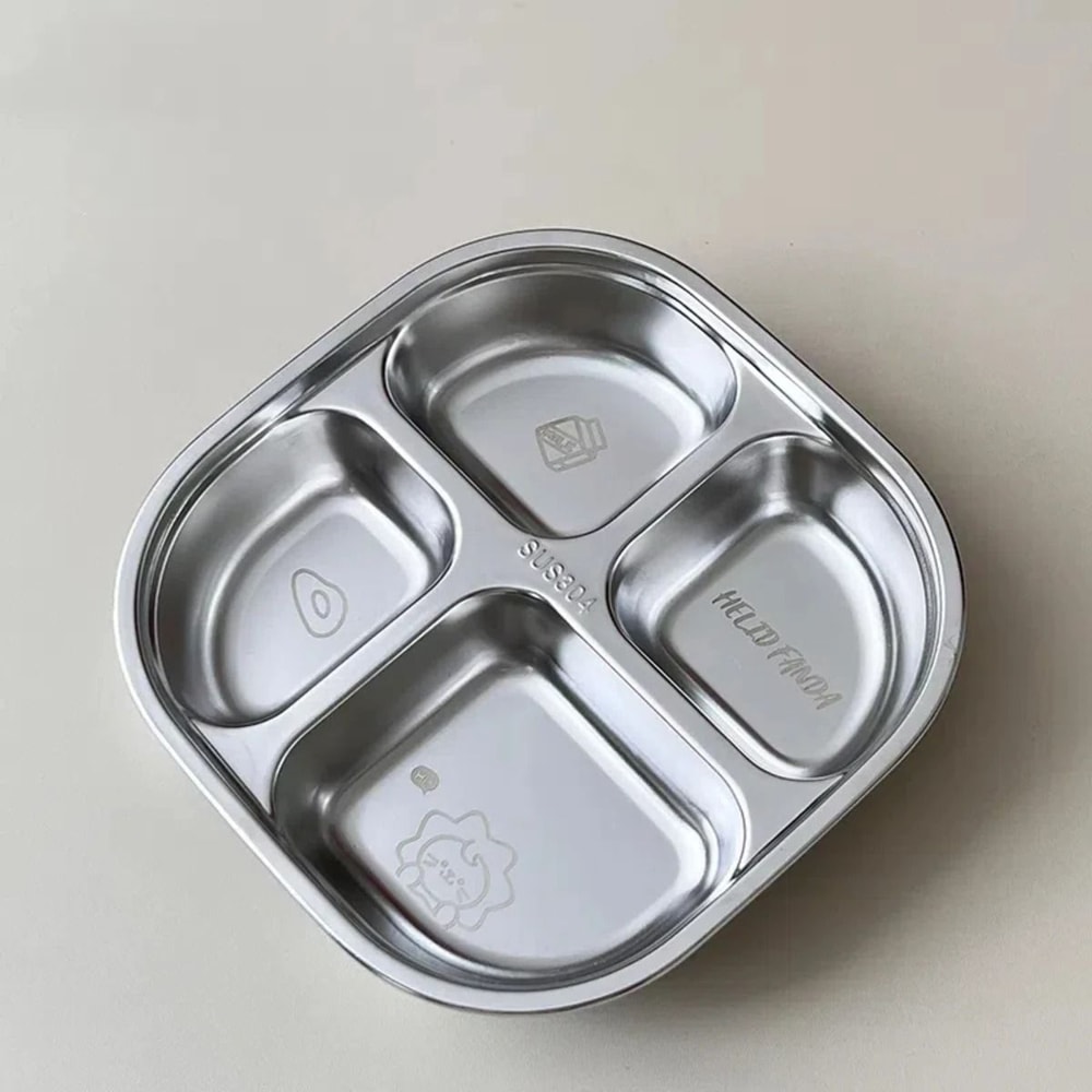 Capybara Stainless Steel Divided Plate 3 Compartment Kids Dinner Plate 5