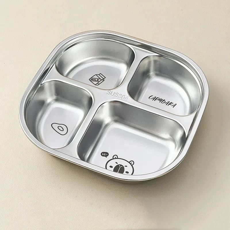 Capybara Stainless Steel Divided Plate 3 Compartment Kids Dinner Plate 6