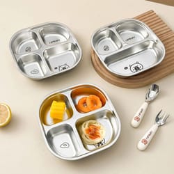 capybara stainless steel divided plate 3 compartment kids dinner plate