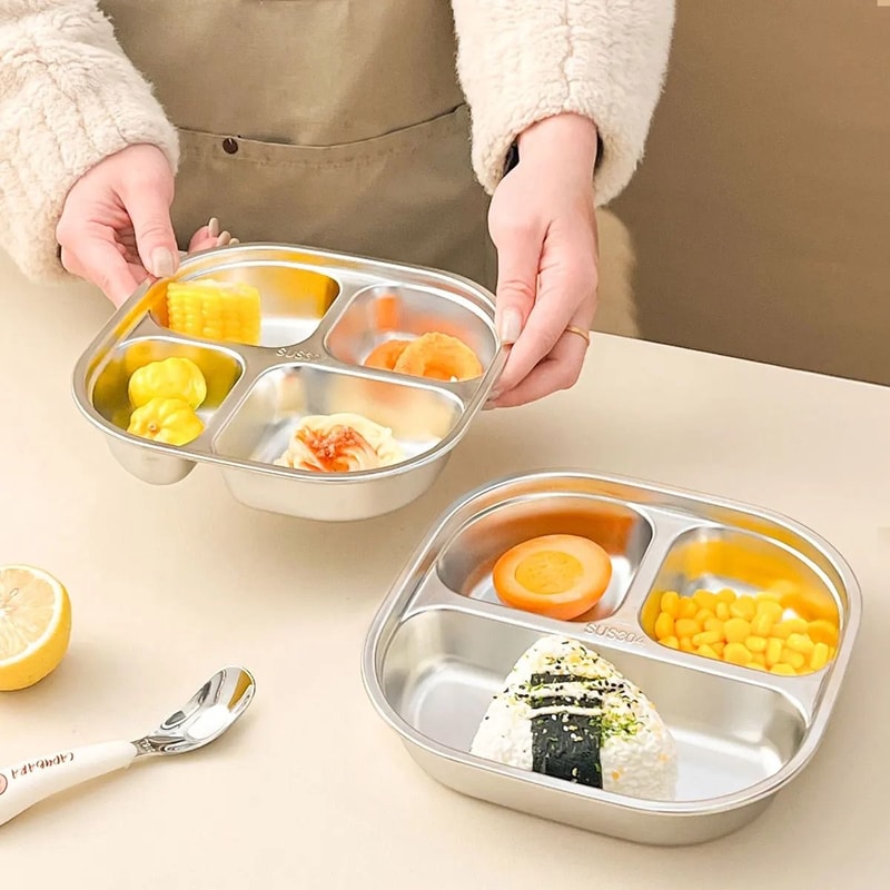 Capybara Stainless Steel Divided Plate 3 Compartment Kids Dinner Plate 12