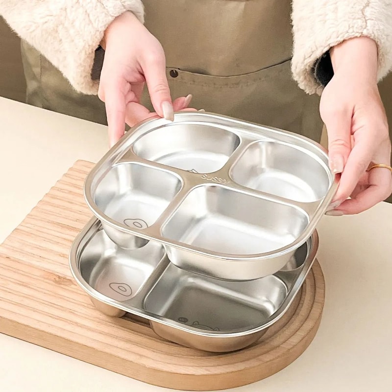 Capybara Stainless Steel Divided Plate 3 Compartment Kids Dinner Plate 7