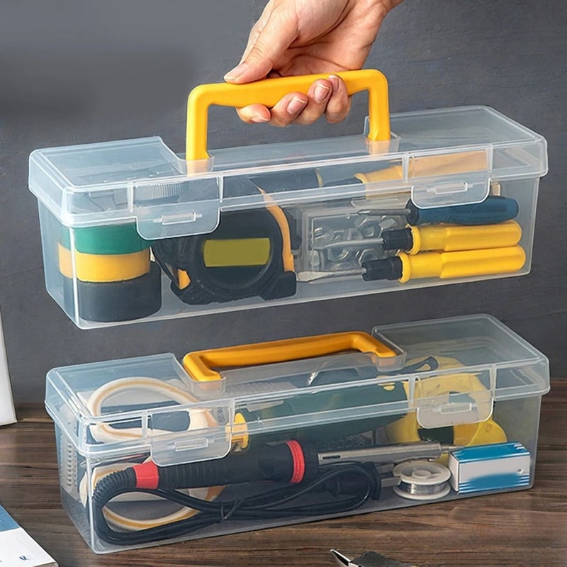Large Capacity Plastic Tool Box Portable Tool Organizer With Handle 0