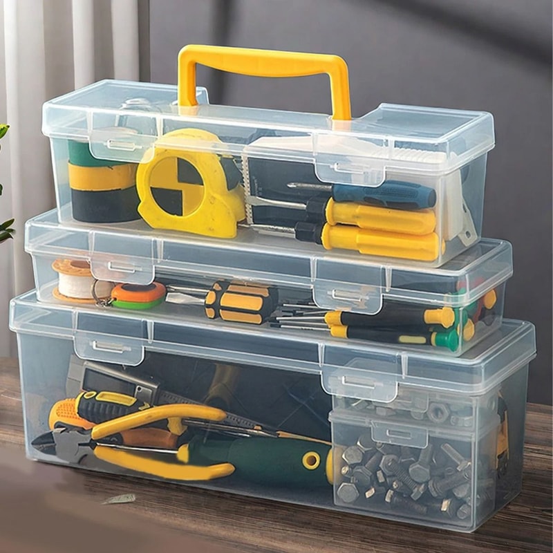 Large Capacity Plastic Tool Box Portable Tool Organizer With Handle 9