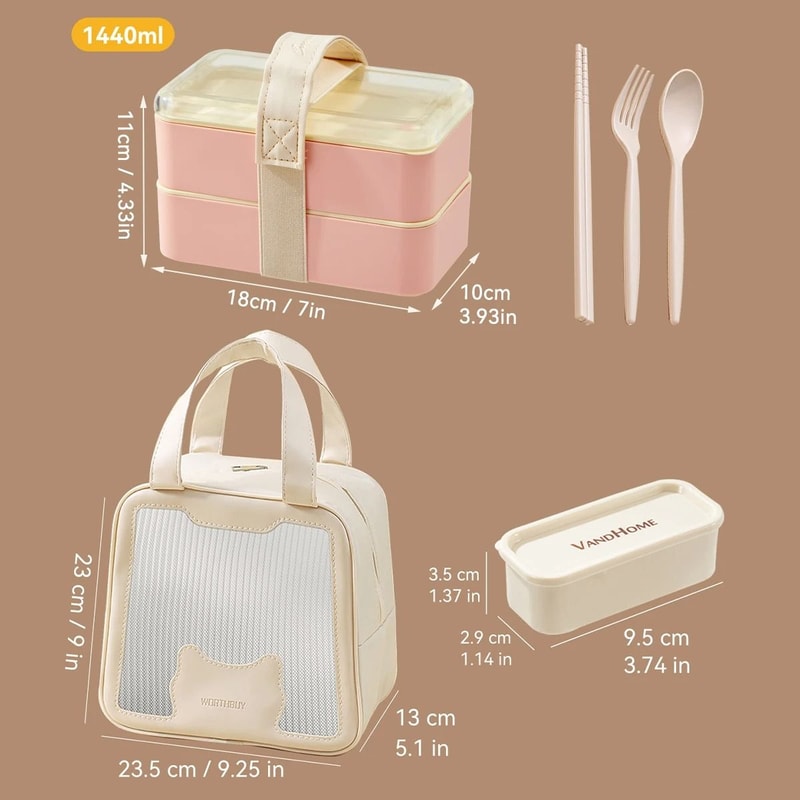 Microwave Bento Box Double Layer Lunch Box Leak Proof Food Container 1