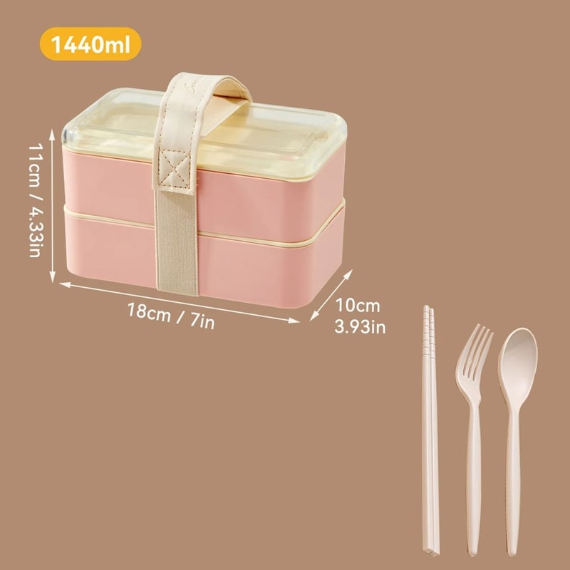 Microwave Bento Box Double Layer Lunch Box Leak Proof Food Container 0