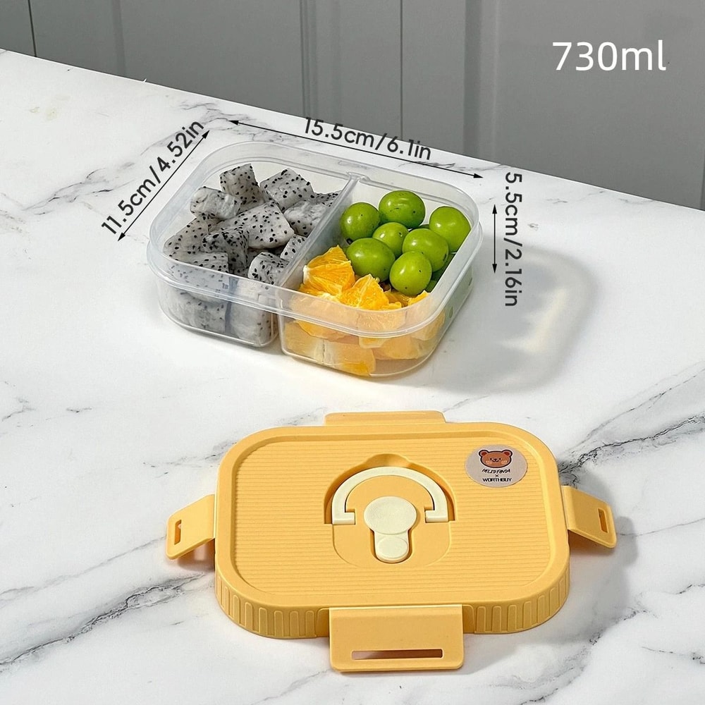 Divided Lunch Box For Kids Microwave Safe Sealed Plastic Bento Container 7
