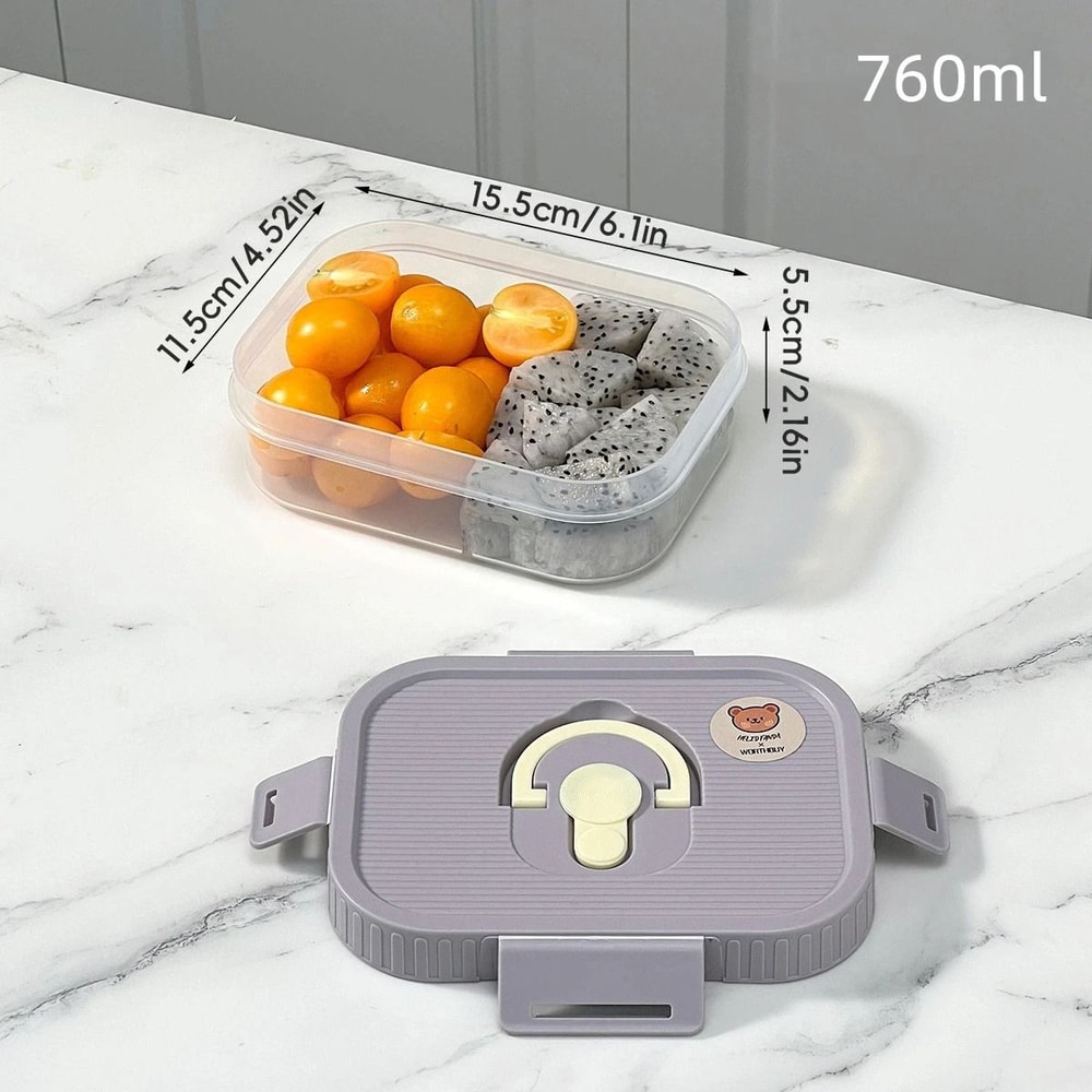 Divided Lunch Box For Kids Microwave Safe Sealed Plastic Bento Container 11