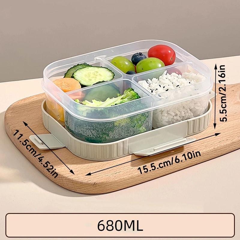 Divided Lunch Box For Kids Microwave Safe Sealed Plastic Bento Container 12