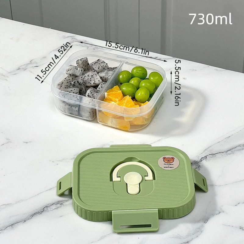 Divided Lunch Box For Kids Microwave Safe Sealed Plastic Bento Container 6