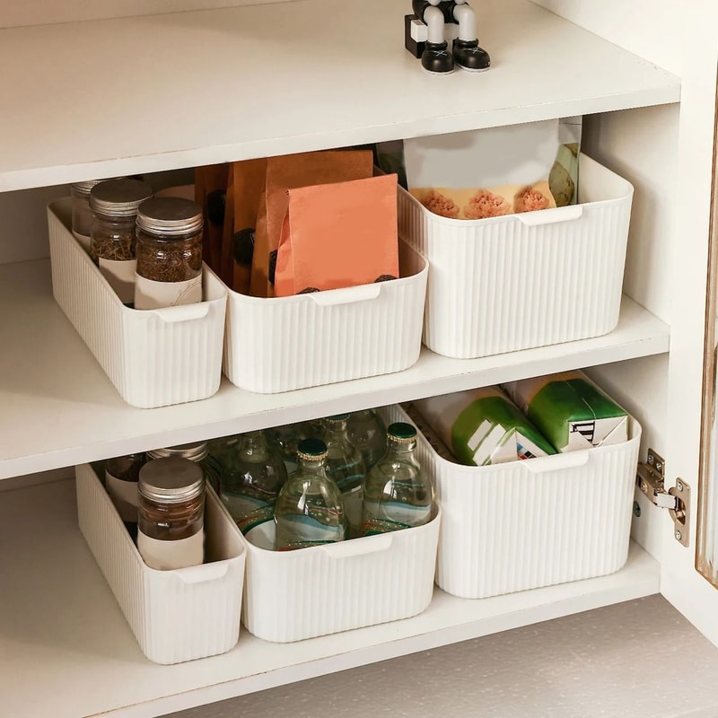 Plastic Kitchen Storage Box Cabinet Organizer Desktop Storage Basket 0