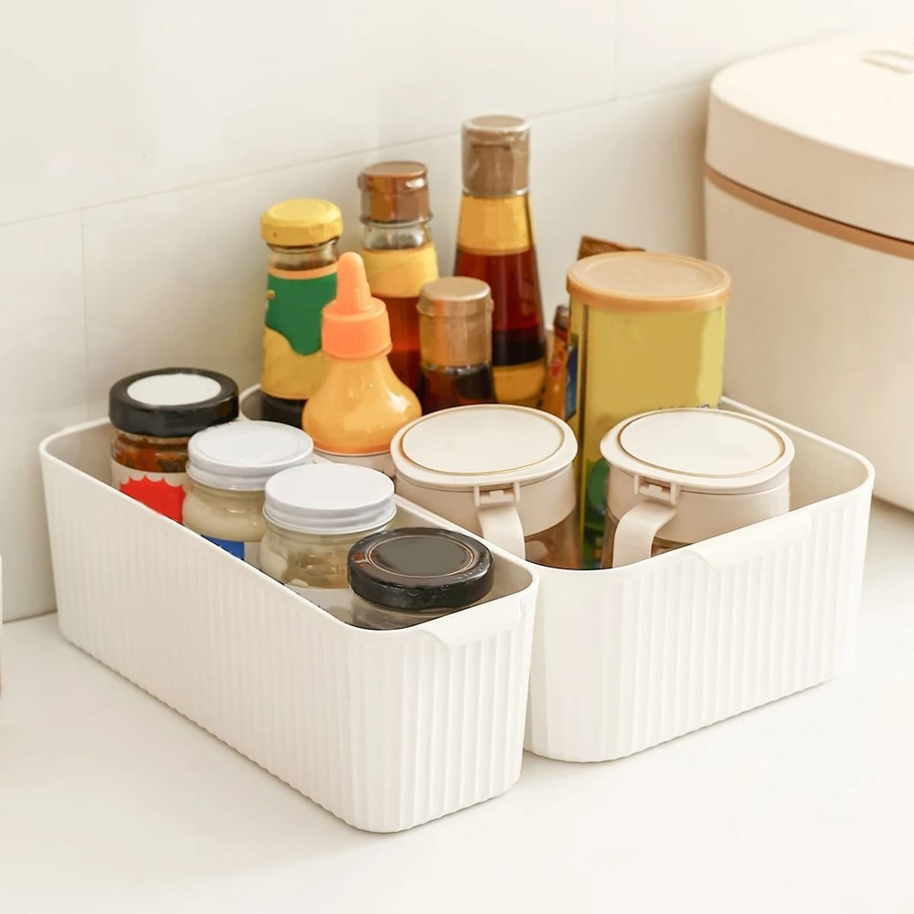 Plastic Kitchen Storage Box Cabinet Organizer Desktop Storage Basket 8