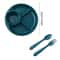 Round Divided Dinner Plate Reusable Salad Plate With Fork And Spoon 2