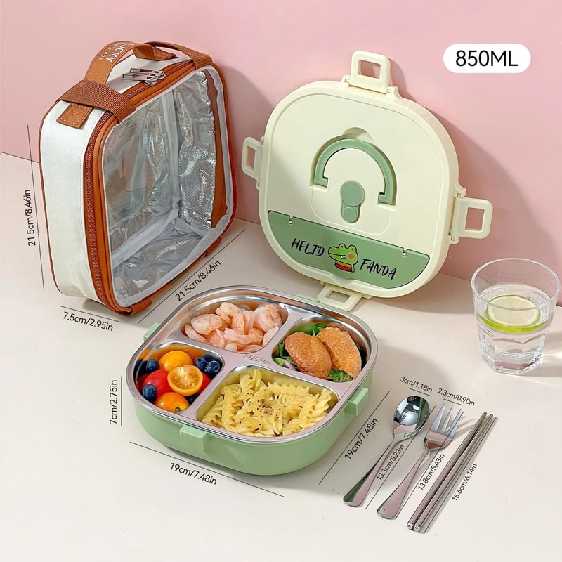 Stainless Steel Bento Lunch Box Divided Microwave Safe Sealed Food Container 7