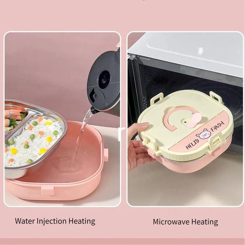 Stainless Steel Bento Lunch Box Divided Microwave Safe Sealed Food Container 19