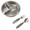Round Stainless Steel Divided Dinner Plate 3 Compartment Reusable Food Tray 6