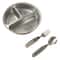 Round Stainless Steel Divided Dinner Plate 3 Compartment Reusable Food Tray 4