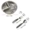Round Stainless Steel Divided Dinner Plate 3 Compartment Reusable Food Tray 9
