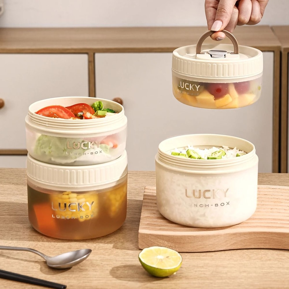 Transparent Lunch Box With Handle Portable Leak Proof Bento Container 10