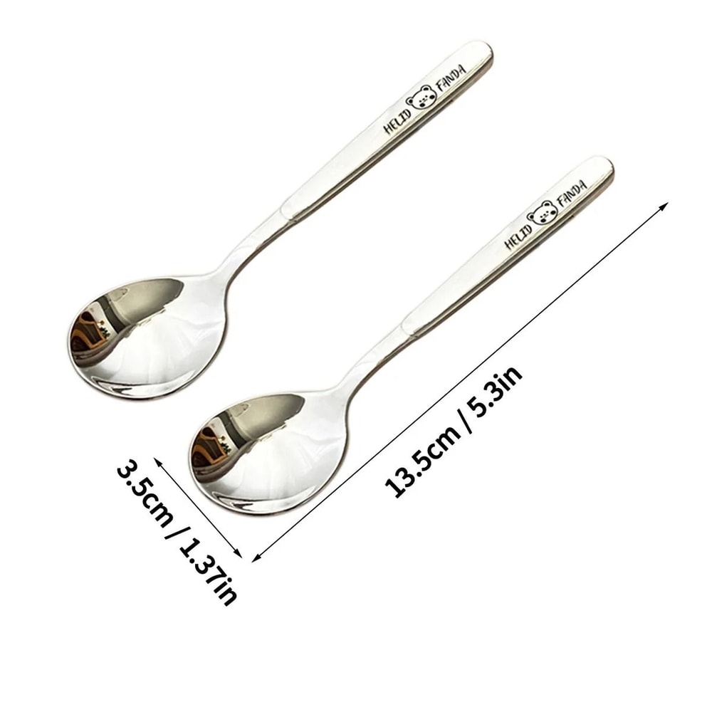 Stainless Steel Dessert Spoon Long Handle Soup Spoon For Kids 4