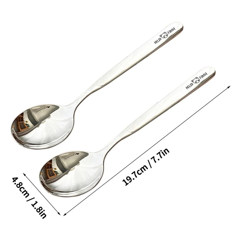 Stainless Steel Dessert Spoon Long Handle Soup Spoon For Kids 6