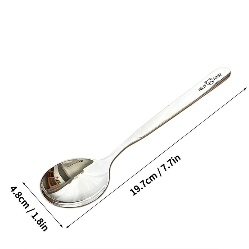 Stainless Steel Dessert Spoon Long Handle Soup Spoon For Kids 3