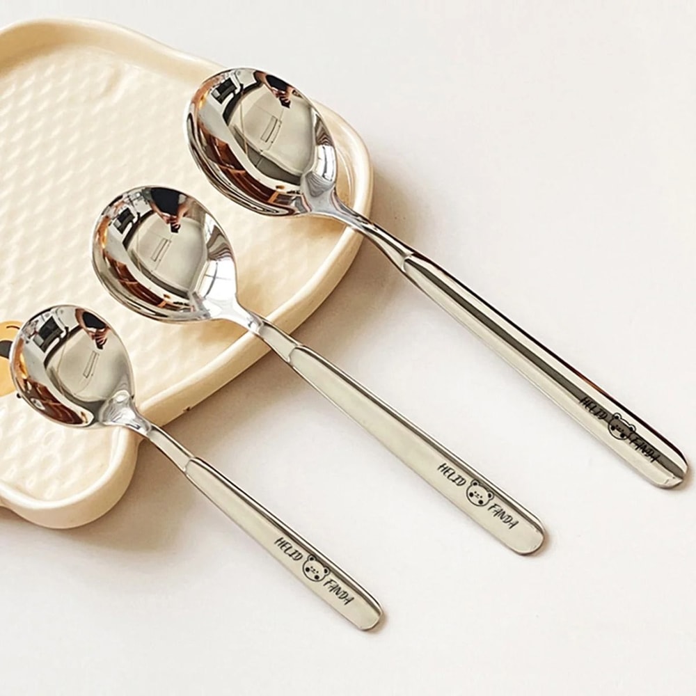 Stainless Steel Dessert Spoon Long Handle Soup Spoon For Kids 11