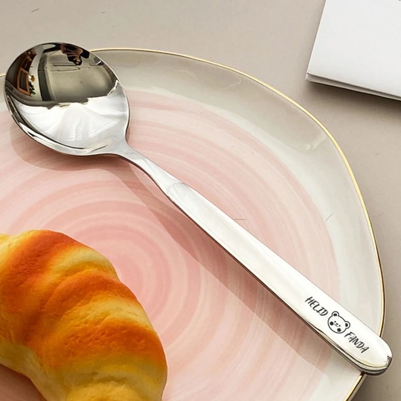 Stainless Steel Dessert Spoon Long Handle Soup Spoon For Kids 7