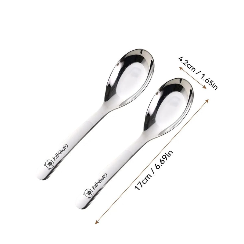 Cute Stainless Steel Dessert Spoon Set Long Handle Soup Spoons For Kids 2