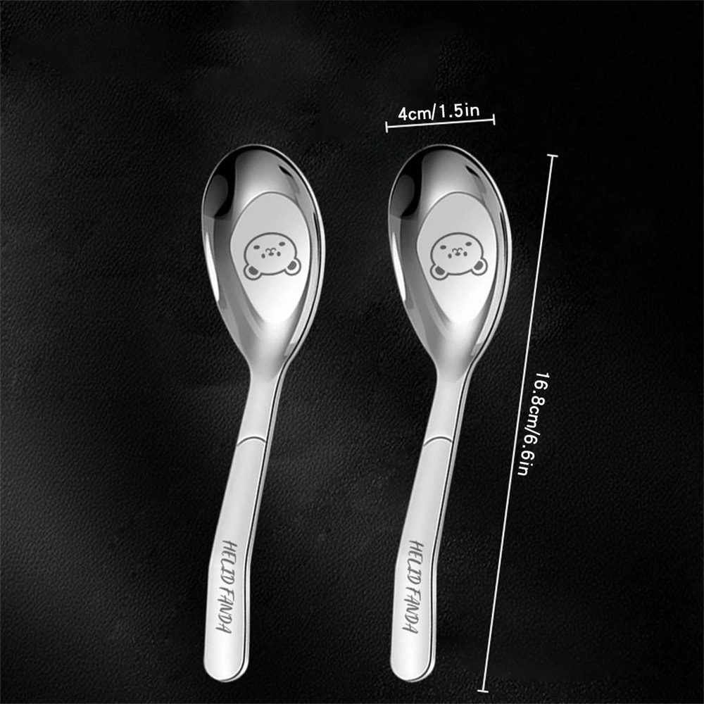 Cute Stainless Steel Dessert Spoon Set Long Handle Soup Spoons For Kids 7