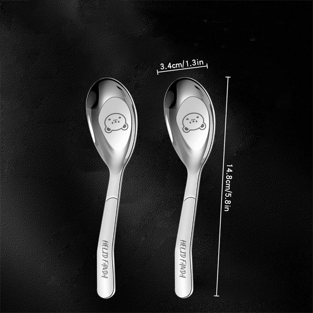 Cute Stainless Steel Dessert Spoon Set Long Handle Soup Spoons For Kids 5
