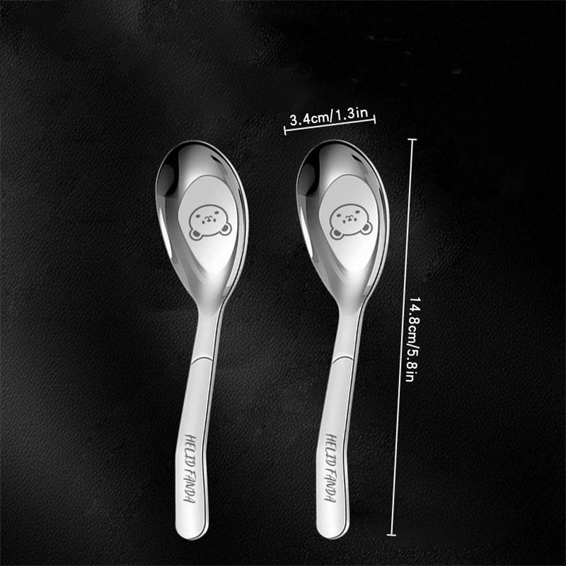 Cute Stainless Steel Dessert Spoon Set Long Handle Soup Spoons For Kids 5