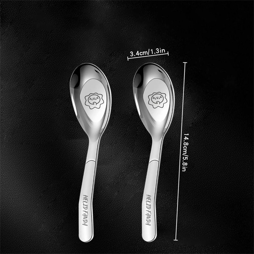 Cute Stainless Steel Dessert Spoon Set Long Handle Soup Spoons For Kids 3
