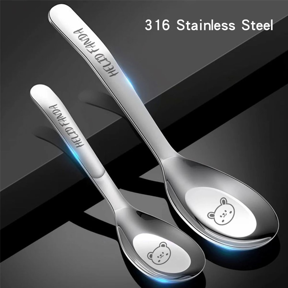 Cute Stainless Steel Dessert Spoon Set Long Handle Soup Spoons For Kids 10