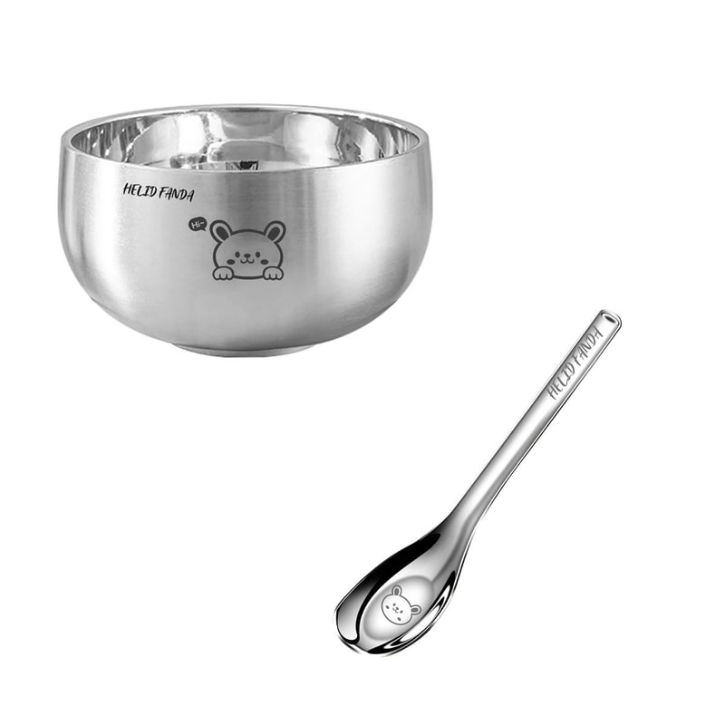 Cartoon Stainless Steel Kids Bowl Anti Scalding Ramen Rice Bowl 8