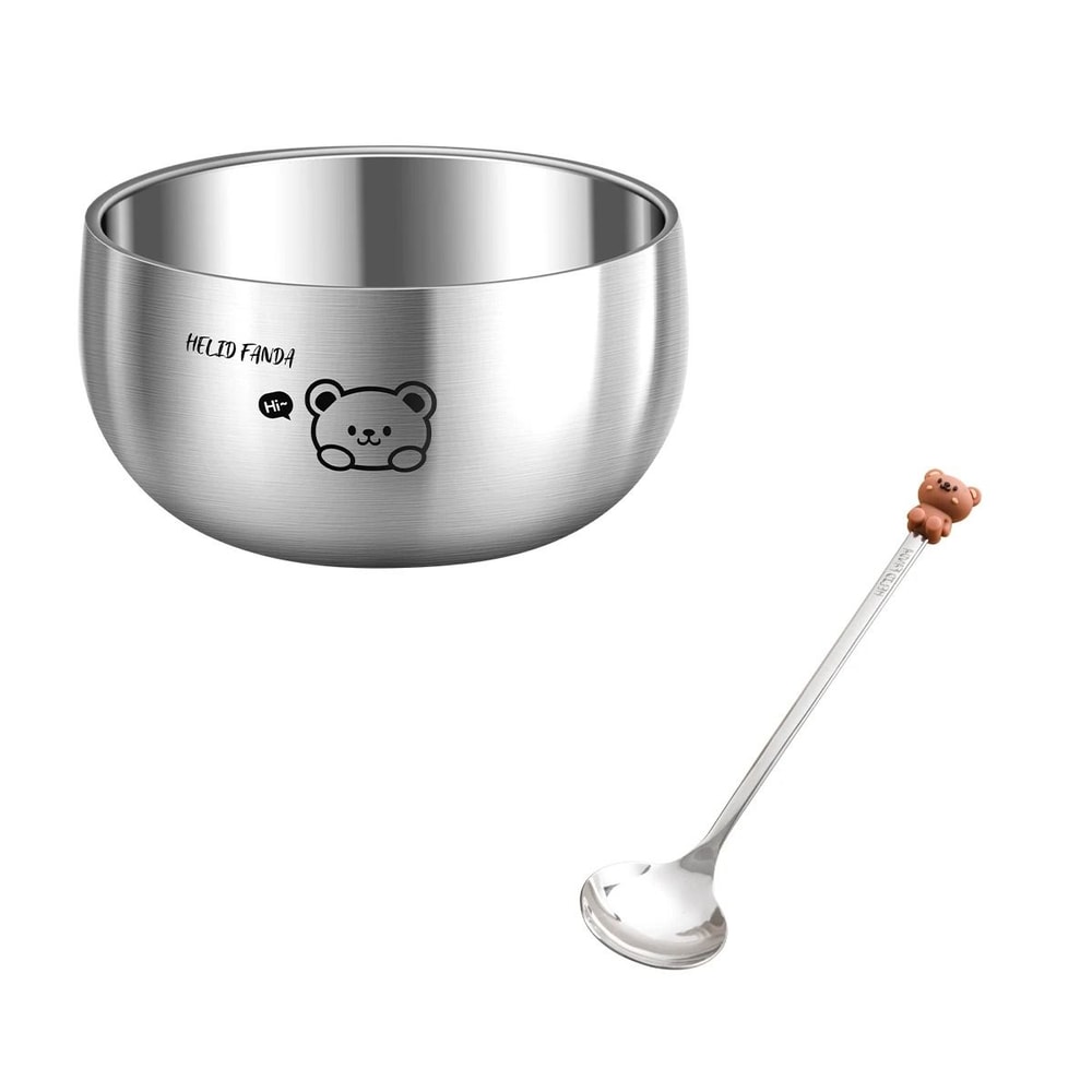 Cartoon Stainless Steel Kids Bowl Anti Scalding Ramen Rice Bowl 12