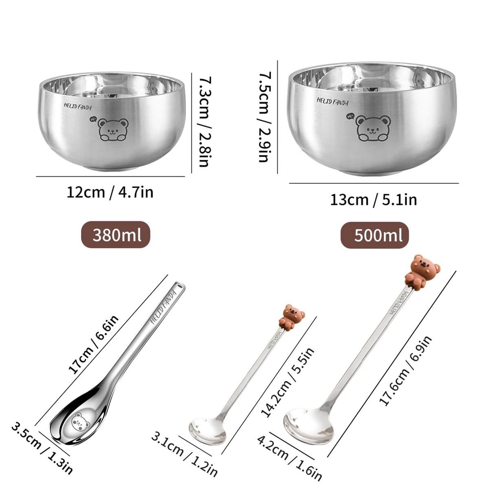 Cartoon Stainless Steel Kids Bowl Anti Scalding Ramen Rice Bowl 14