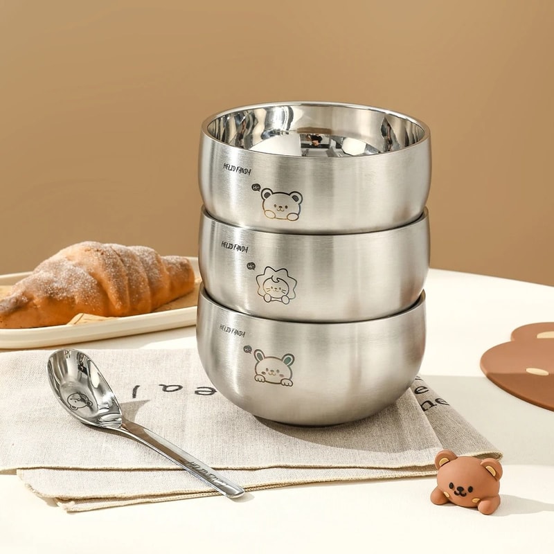 Cartoon Stainless Steel Kids Bowl Anti Scalding Ramen Rice Bowl 15