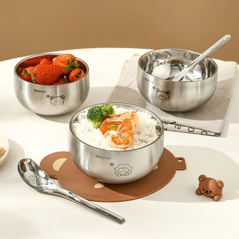 Cartoon Stainless Steel Kids Bowl Anti Scalding Ramen Rice Bowl 16